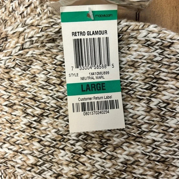 INC Retro Glamour Cowl Neck Knit Sweater Brown/Tan Stretchy Bodycon Size L - Picture 5 of 6